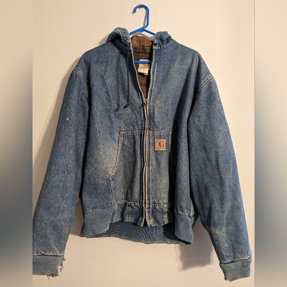 Vintage Carhartt J08D ST denim blanket lined hooded jacket - Picture 9 of 15